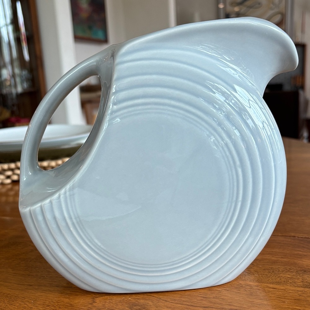 Fiestaware Retired Pearl Grey Disk Water Pitcher 7.25" Tall 64 oz